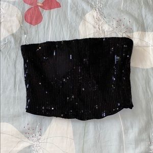 Sequined Black Crop Top